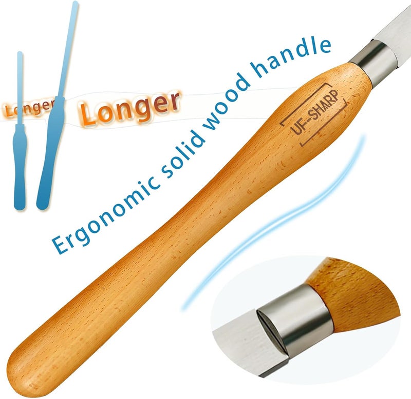 UF-SHARP 1 inch Round Nose Scraper, M2 Cryo High Speed Steel Wood Turning Tools with Beech Wood Handle - Image 5
